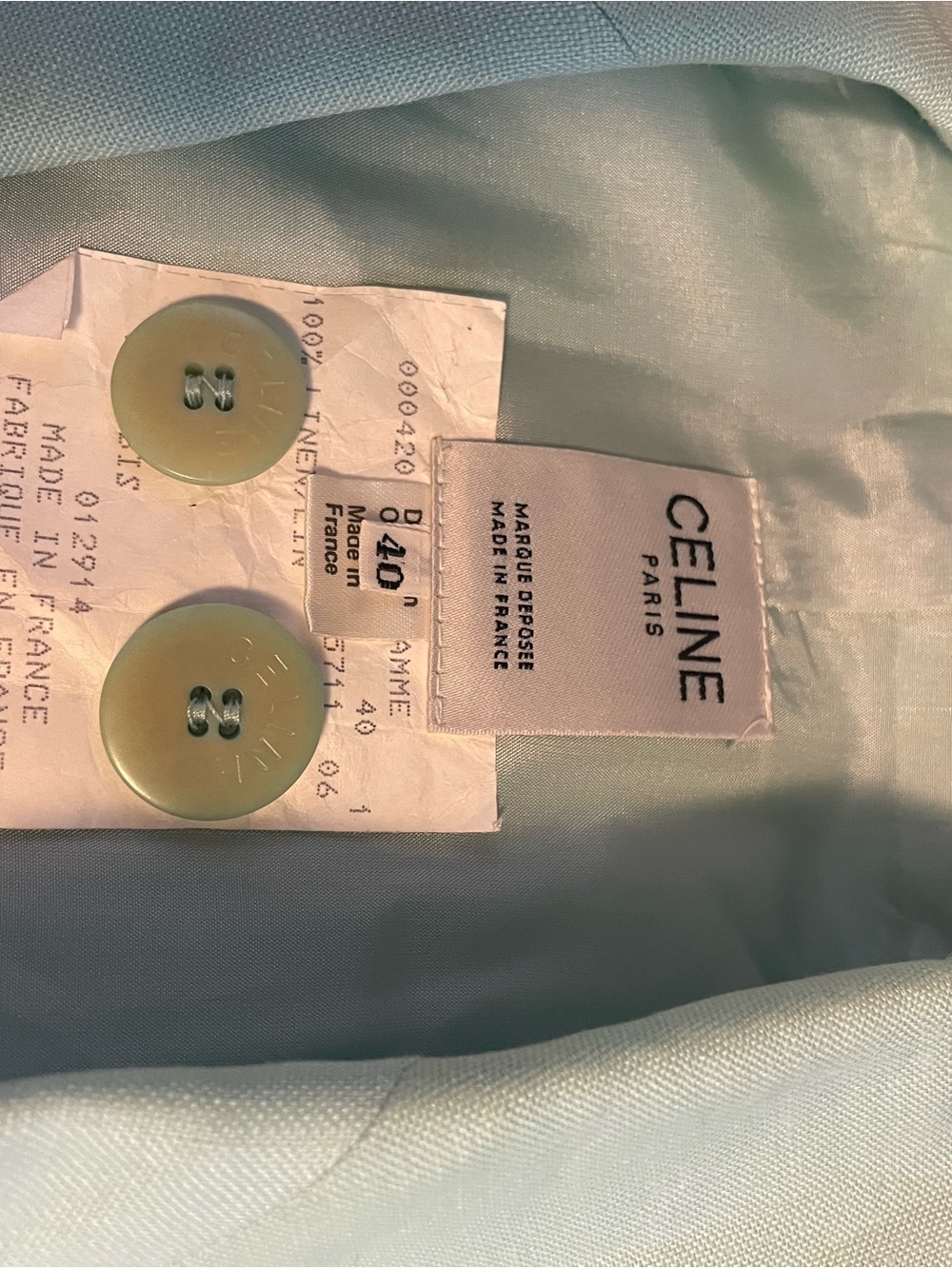 Celine Mint Green Short Sleeve Blazer and Skirt - Picture 2 of 6